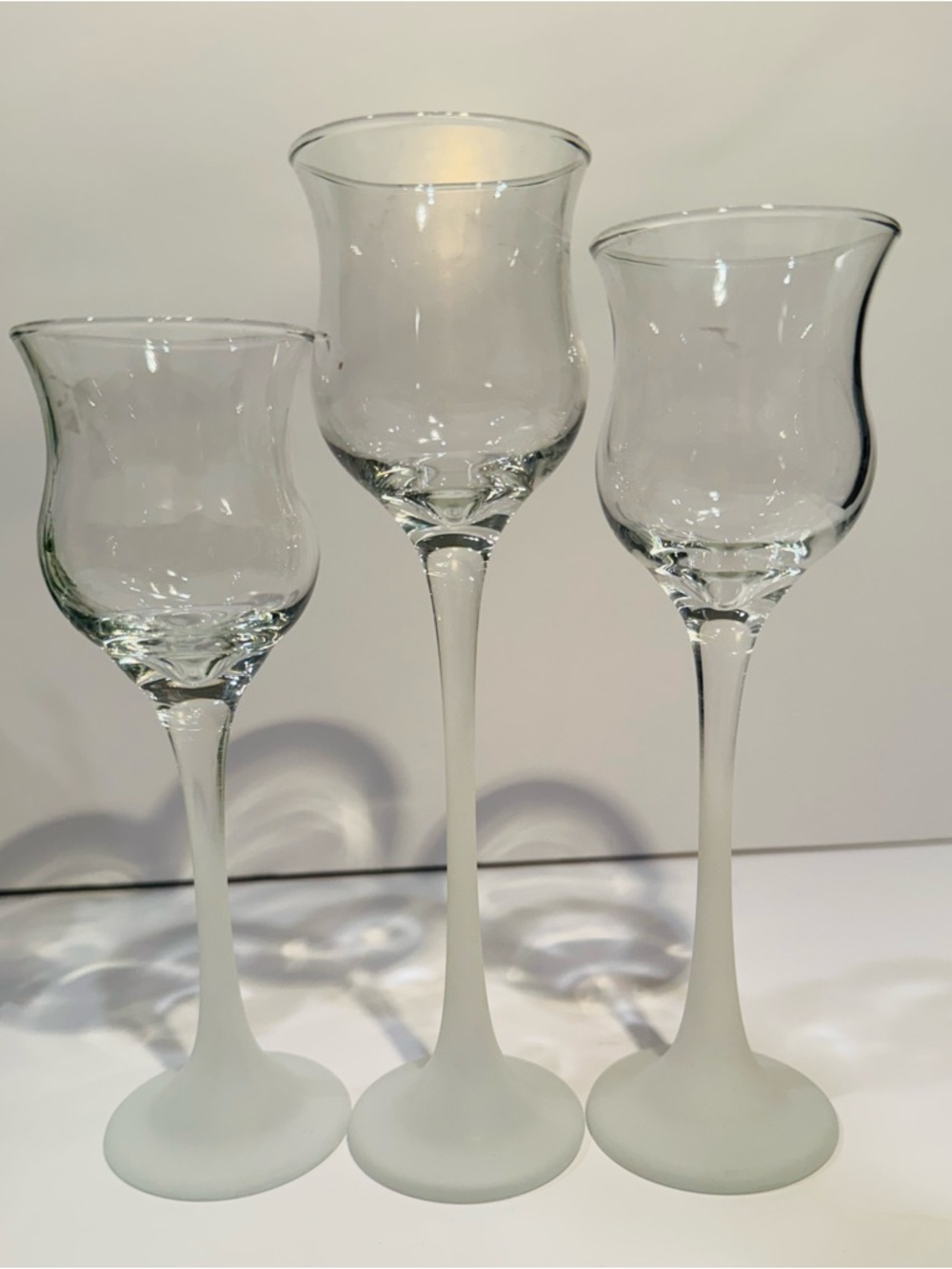Vintage PartyLite Votive Tea Light Holders Set of 3 Crystal & Frosted